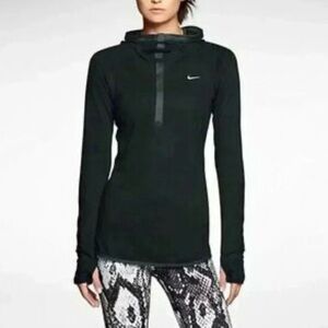 Nike Women’s Black Dri Fit Running Training Pullover Snap Hoodie M